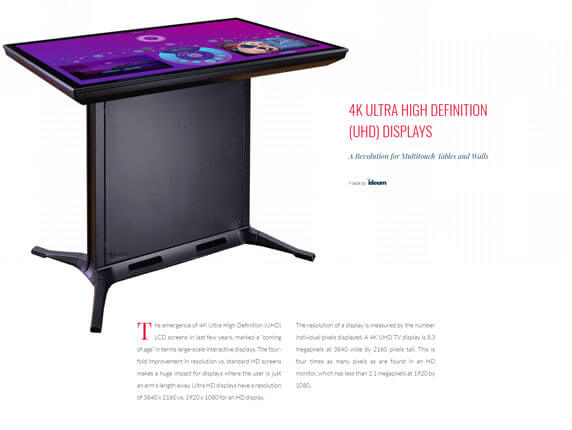 4k Multi-touch Display micro-site preview screenshot