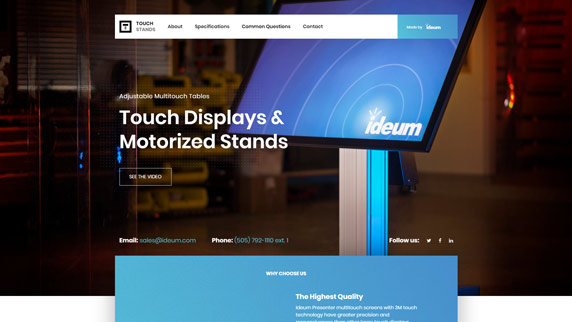 Touch-stands micro-site preview screenshot